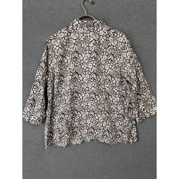 LRL Ralph Lauren Poplin Top Womens 3X Brown Floral Button Up Dress Shirt - Picture 3 of 10